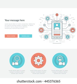 Flat line Business Concept Vector illustration. Modern thin linear stroke vector icons. Website Graphics, Banner, Infographics Design, Promotional Materials. 
