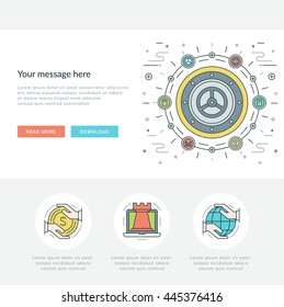 Flat line Business Concept Vector illustration. Modern thin linear stroke icons. Website Graphics, Banner, Infographics Design, Promotional Materials. 