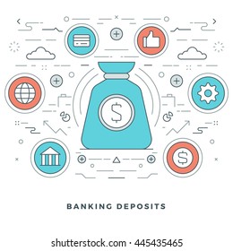 Flat line Business Concept Vector illustration. Modern thin linear stroke icons. Website Graphics, Banner, Infographics Design, Promotional Materials. 