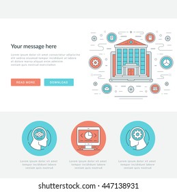 Flat line Business Concept Vector illustration. Modern thin linear stroke vector icons. Website Graphics, Banner, Infographics Design, Promotional Materials. 