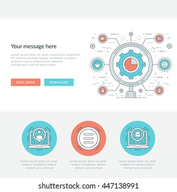 Flat line Business Concept Vector illustration. Modern thin linear stroke vector icons. Website Graphics, Banner, Infographics Design, Promotional Materials. 