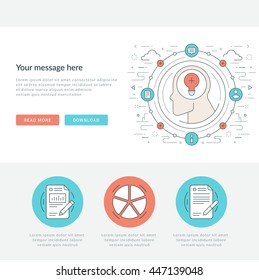 Flat line Business Concept Vector illustration. Modern thin linear stroke vector icons. Website Graphics, Banner, Infographics Design, Promotional Materials. 