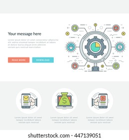 Flat line Business Concept Vector illustration. Modern thin linear stroke icons. Website Graphics, Banner, Infographics Design, Promotional Materials. 