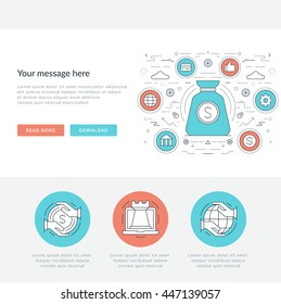 Flat line Business Concept Vector illustration. Modern thin linear stroke icons. Website Graphics, Banner, Infographics Design, Promotional Materials. 