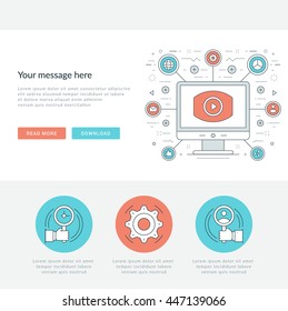 Flat line Business Concept Vector illustration. Modern thin linear stroke icons. Website Graphics, Banner, Infographics Design, Promotional Materials. 