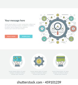 Flat line Business Concept Vector illustration. Modern thin linear stroke vector icons. Website Graphics, Banner, Infographics Design, Promotional Materials. 