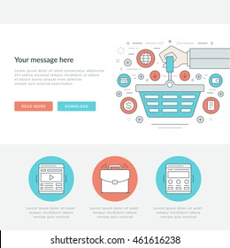 Flat line Business Concept Vector illustration. Modern thin linear stroke vector icons. Website Graphics, Banner, Infographics Design, Promotional Materials. 