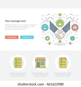 Flat line Business Concept Vector illustration. Modern thin linear stroke vector icons. Website Graphics, Banner, Infographics Design, Promotional Materials. 