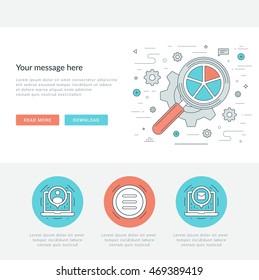 Flat line Business Concept Vector illustration. Modern thin linear stroke vector icons. Website Graphics, Banner, Infographics Design, Promotional Materials. 