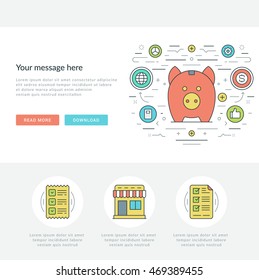 Flat line Business Concept Vector illustration. Modern thin linear stroke vector icons. Website Graphics, Banner, Infographics Design, Promotional Materials. 