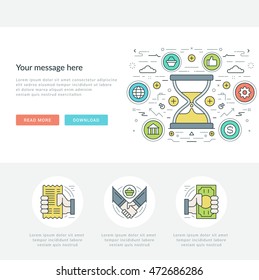 Flat line Business Concept Vector illustration. Modern thin linear stroke vector icons. Website Graphics, Banner, Infographics Design, Promotional Materials. 
