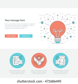 Flat line Business Concept Vector illustration. Modern thin linear stroke vector icons. Website Graphics, Banner, Infographics Design, Promotional Materials. 