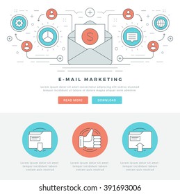 Flat line Business Concept Web Site Header Vector illustration. Modern thin linear stroke vector icons. For website graphics, Mobile Apps, Web Page Layout design. Vector Icons.