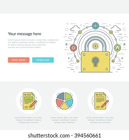 Flat line Business Concept Web Site Header Vector illustration. Modern thin linear stroke vector icons. For website graphics, Mobile Apps, Web Page Layout design. Vector Icons.