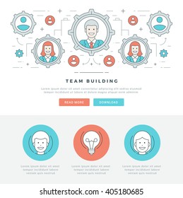 Flat line Business Concept Web Site Header Vector illustration. Modern thin linear stroke vector icons. For website graphics, Mobile Apps, Web Page Layout design. Vector Icons
