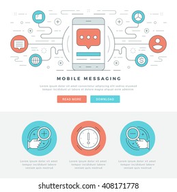 Flat line Business Concept Web Site Header Vector illustration. Modern thin linear stroke vector icons. For website graphics, Mobile Apps, Web Page Layout design. Vector Icons