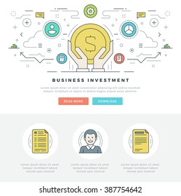 Flat line Business Investment Vector illustration. Modern thin linear stroke vector icons.