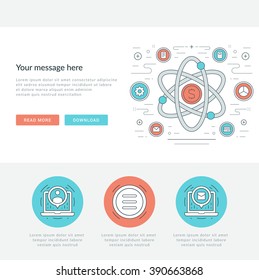 Flat line Business Research Concept Vector illustration. Modern thin linear stroke vector icons. For website graphics, Mobile Apps, Web Page Layout design. Vector Icons.
