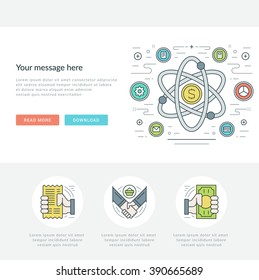 Flat line Business Research Concept Vector illustration. Modern thin linear stroke vector icons. For website graphics, Mobile Apps, Web Page Layout design. Vector Icons.