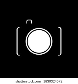 Flat line camera icon on a black background