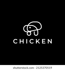 flat line chicken  logo design