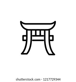 Flat Line China Temple Icon