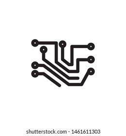flat line circuit icon symbol sign, logo template, vector, eps 10