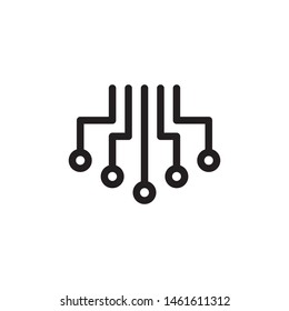 flat line circuit icon symbol sign, logo template, vector, eps 10