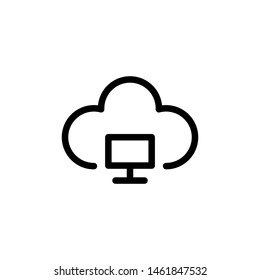 Flat Line Cloud Computing Icon Symbol Sign, Logo Template, Vector, Eps 10