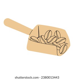 Flat line coffee scoop. Vector illustration with coffee theme and flat line vector style.