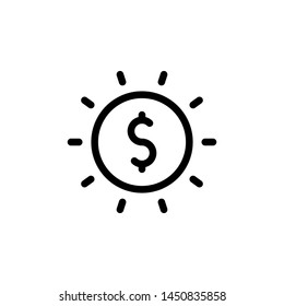 flat line coin icon symbol sign, logo template, vector, eps 10