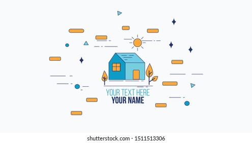 Flat Line Color Banners Design Concepts for house. Vector