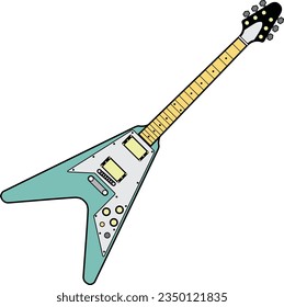 flat line color electric guitar flying v