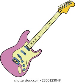 flat line color electric guitar stratocaster