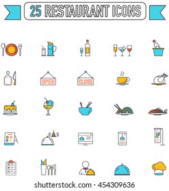 Flat line color food beverage and restaurant graphic sign and symbol icon collection set, create by vector 