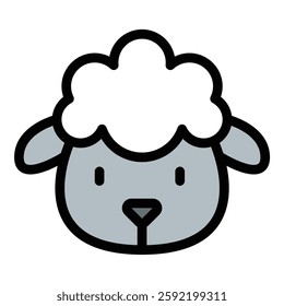 Flat Line Color Lamb Icon Modern Livestock Illustration.