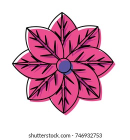 flat line colored flower over white background  vector illustration