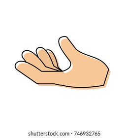 flat line colored hand  over white background  vector illustration