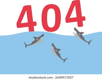 Flat line concept for page not found 404 error. Vector illustration background with 404 text sink in the blue ocean. vector illustration stock illustration

