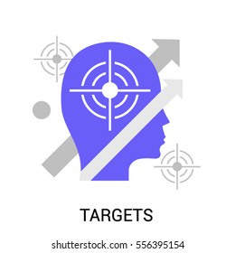 Flat line concept of Target, Objective or Personal Growth. Isolated vector sign symbol.