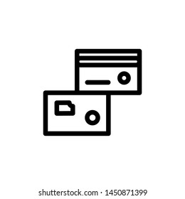 flat line credit card icon symbol sign, logo template, vector, eps 10