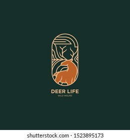 Flat line Deer logo illustration