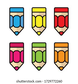 Flat line design colored pencils vector