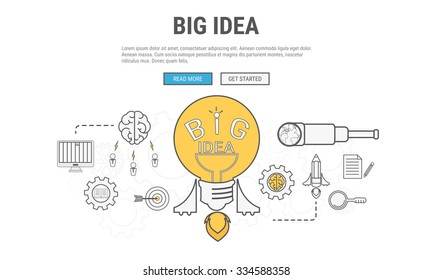 Flat line design concept for big idea , used for web banners, hero images, printed materials. Vector Illustration.