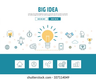 flat line design concept for big idea.
modern linear vector illustration.
for presentation web banner. online tutorials.
landing page. printed materials
isolated on white backdrop