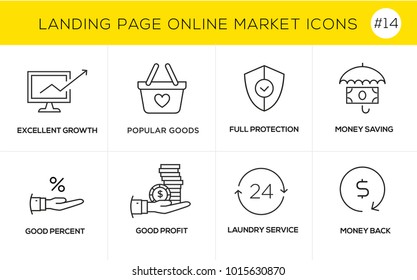 Flat line design concept icons for online shopping, website banner and landing page