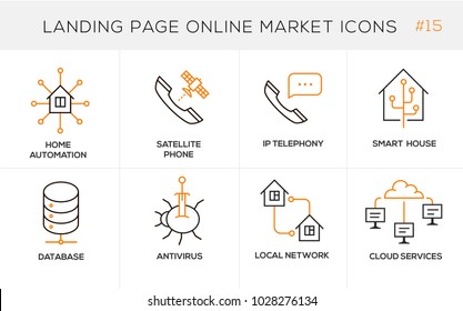 Iconos de diseño de línea plana para compras en línea, banner de sitio web y página de inicio