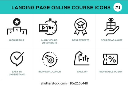 Flat line design concept icons online e-learning