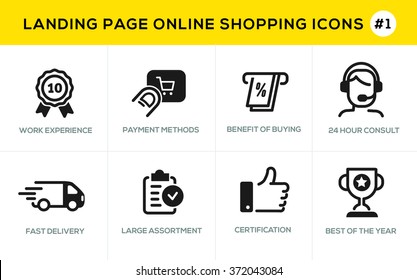 Flat line design concept icons for online shopping,  website banner and landing page