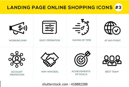 Flat line design concept icons for online shopping,  website banner and landing page
